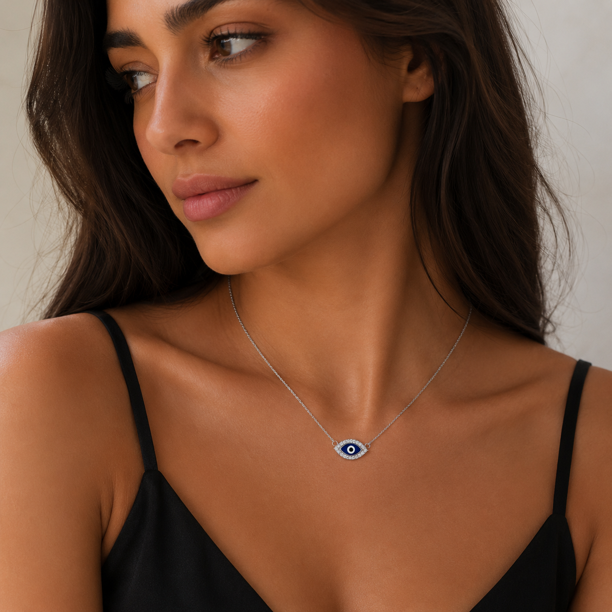 Silver 925 navy Evil Eye Necklace