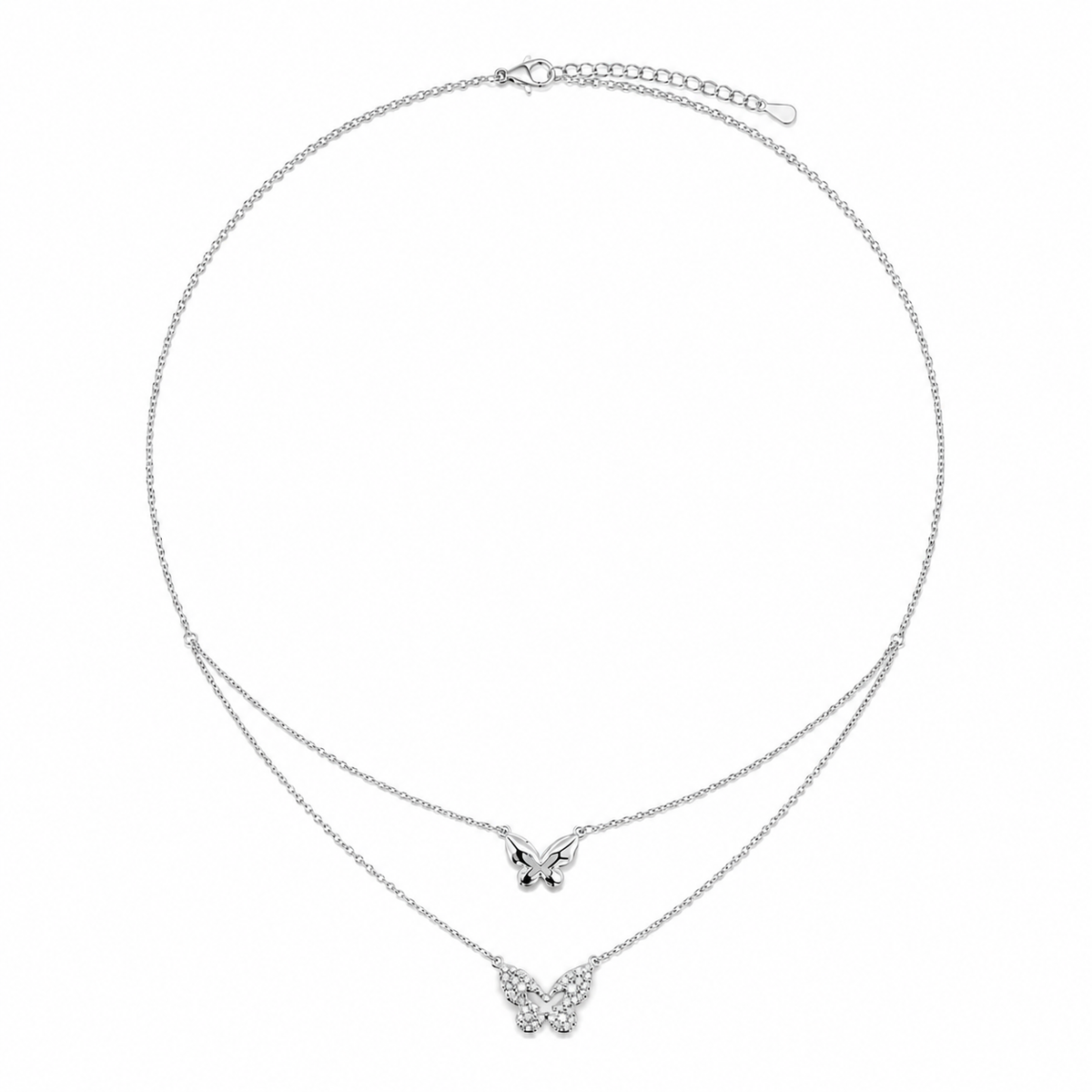 Butterfly Duo Layered Necklace – Gold & Silver Options | Poshewix – view 3