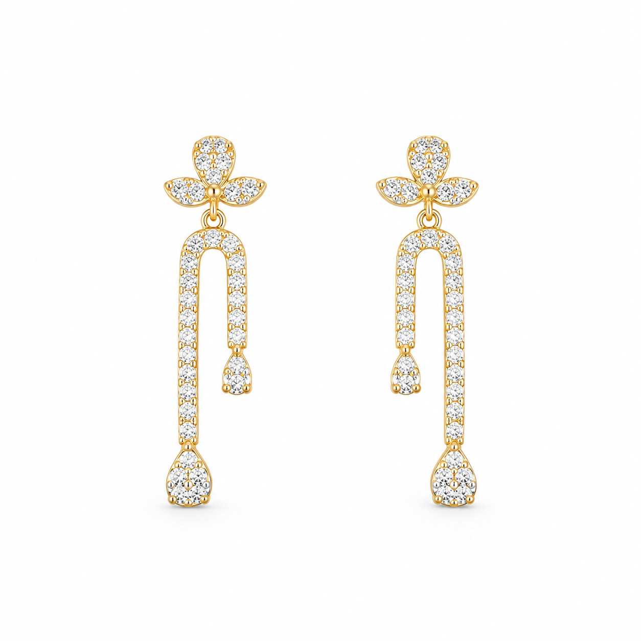 Floral Pavé Drop Earrings