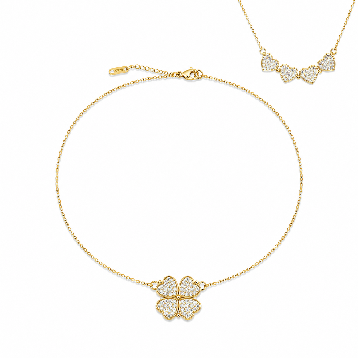 Convertible Sparkling Clover Necklace (2-in-1)