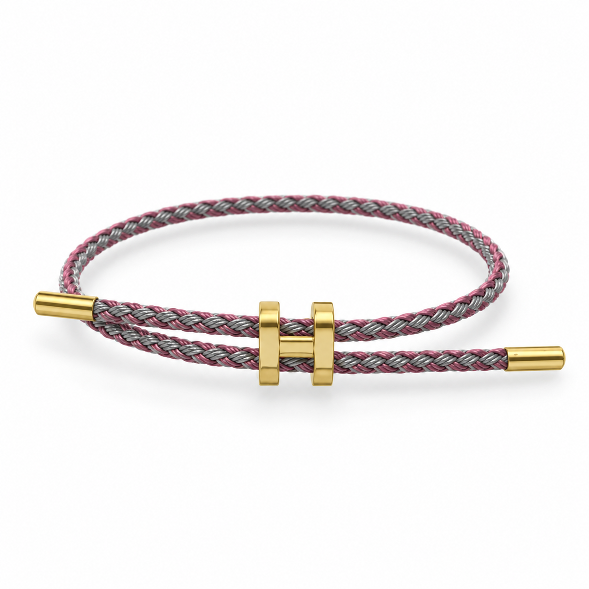 H Bracelet with Gold Interlock Clasp