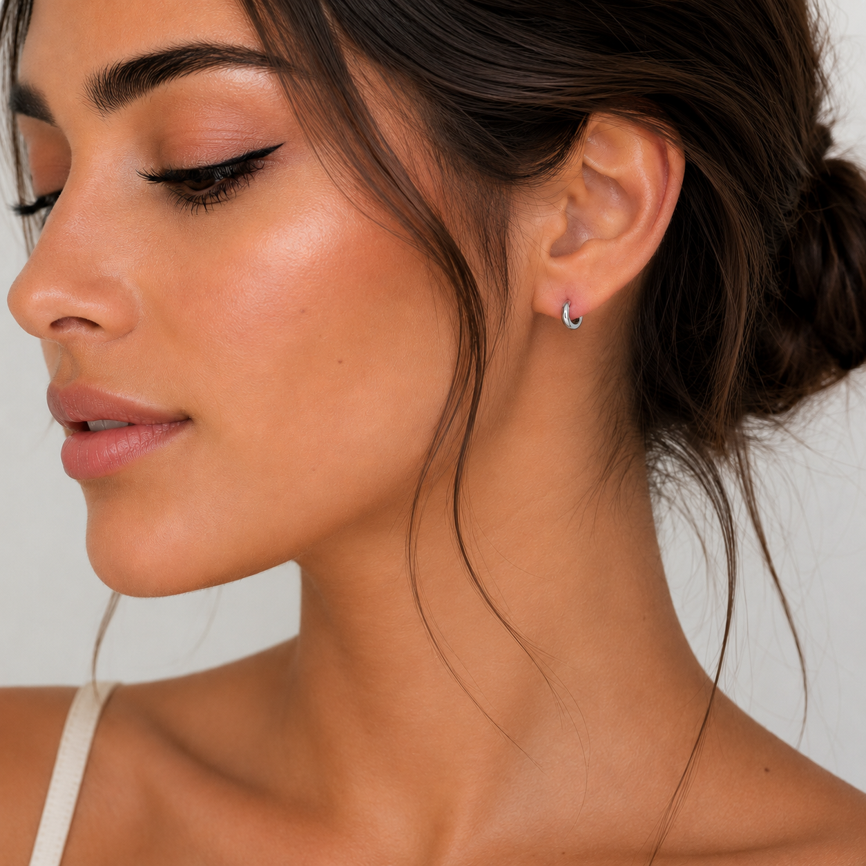 Silver Mini Bold Huggie Earrings