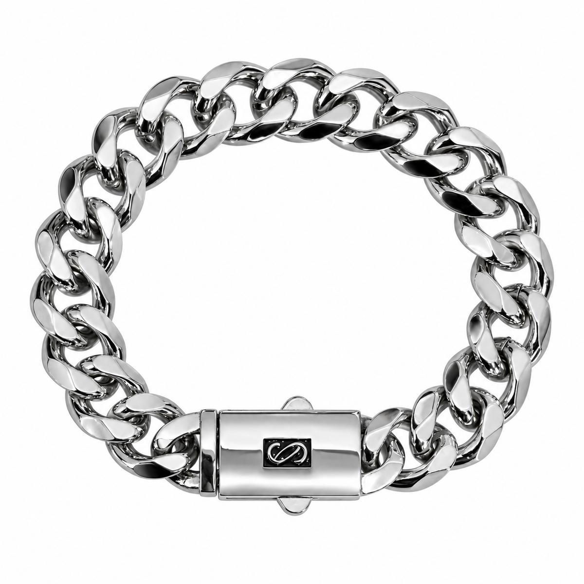Monac-o Men’s Silver Cuban Link Bracelet