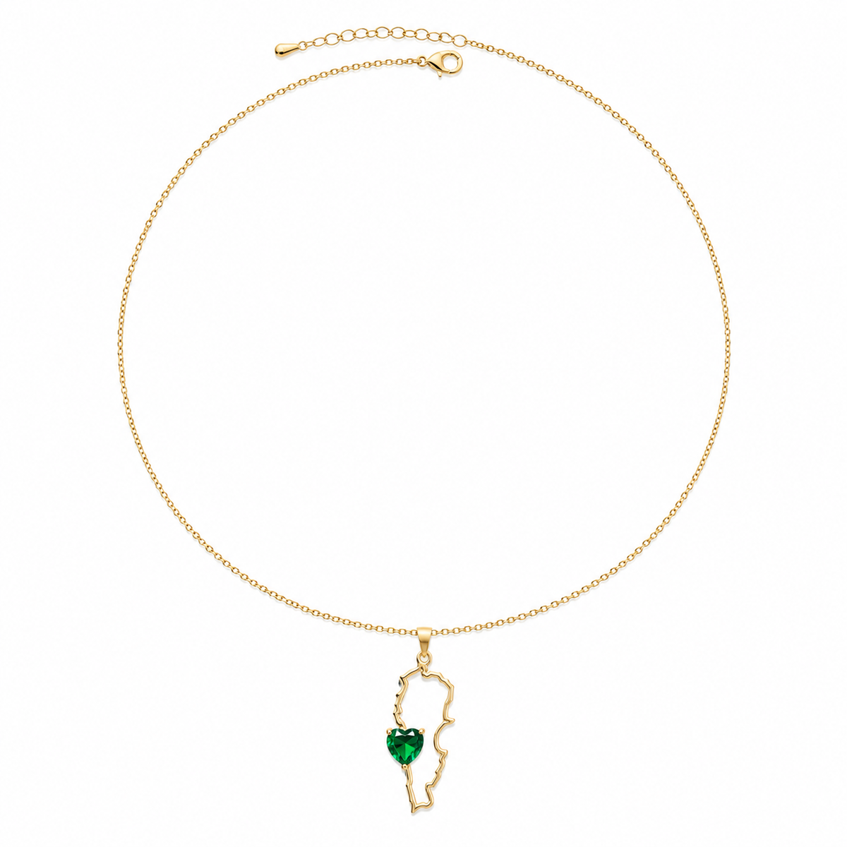 Lebanese Green Heart Map Necklace