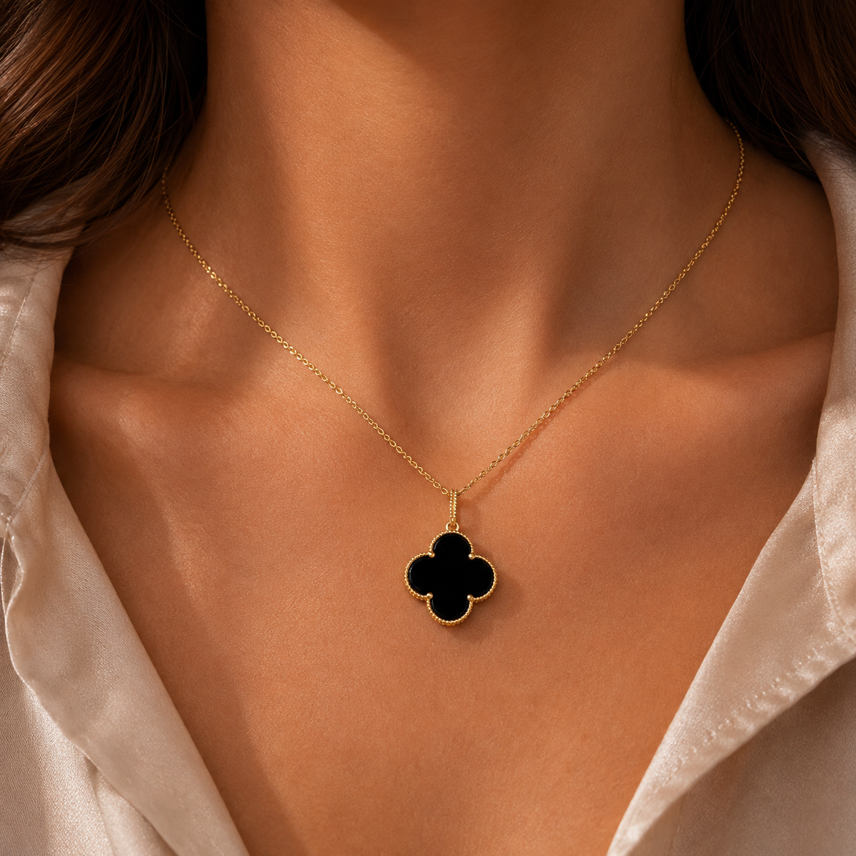 Clover Pendant Necklace – 18K Gold-Plated(45cm)