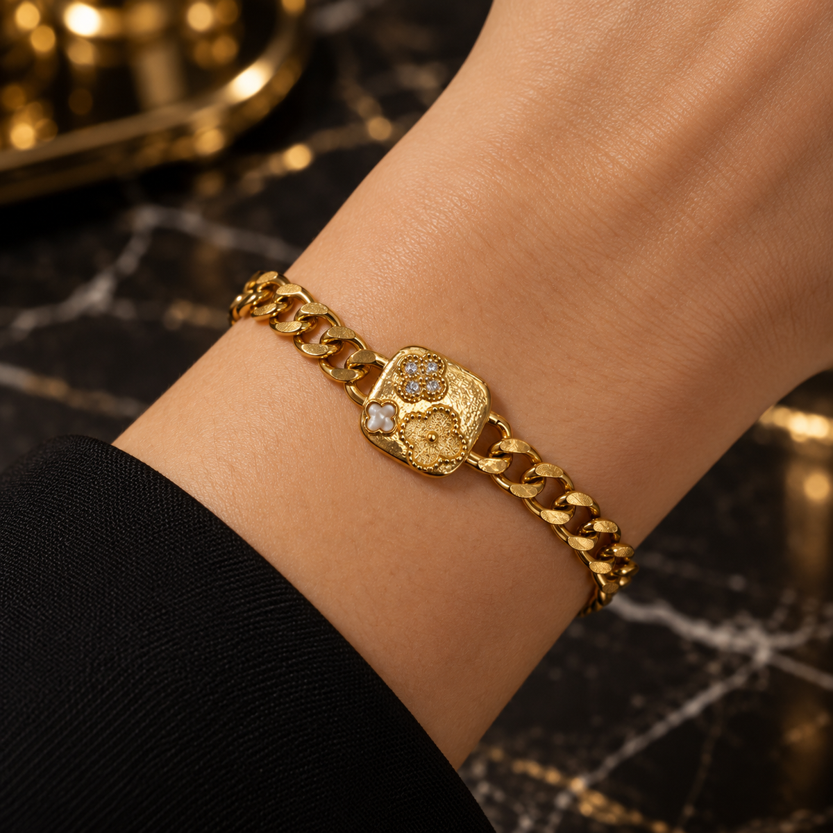 S.steel Clover Medallion Chain Bracelet
