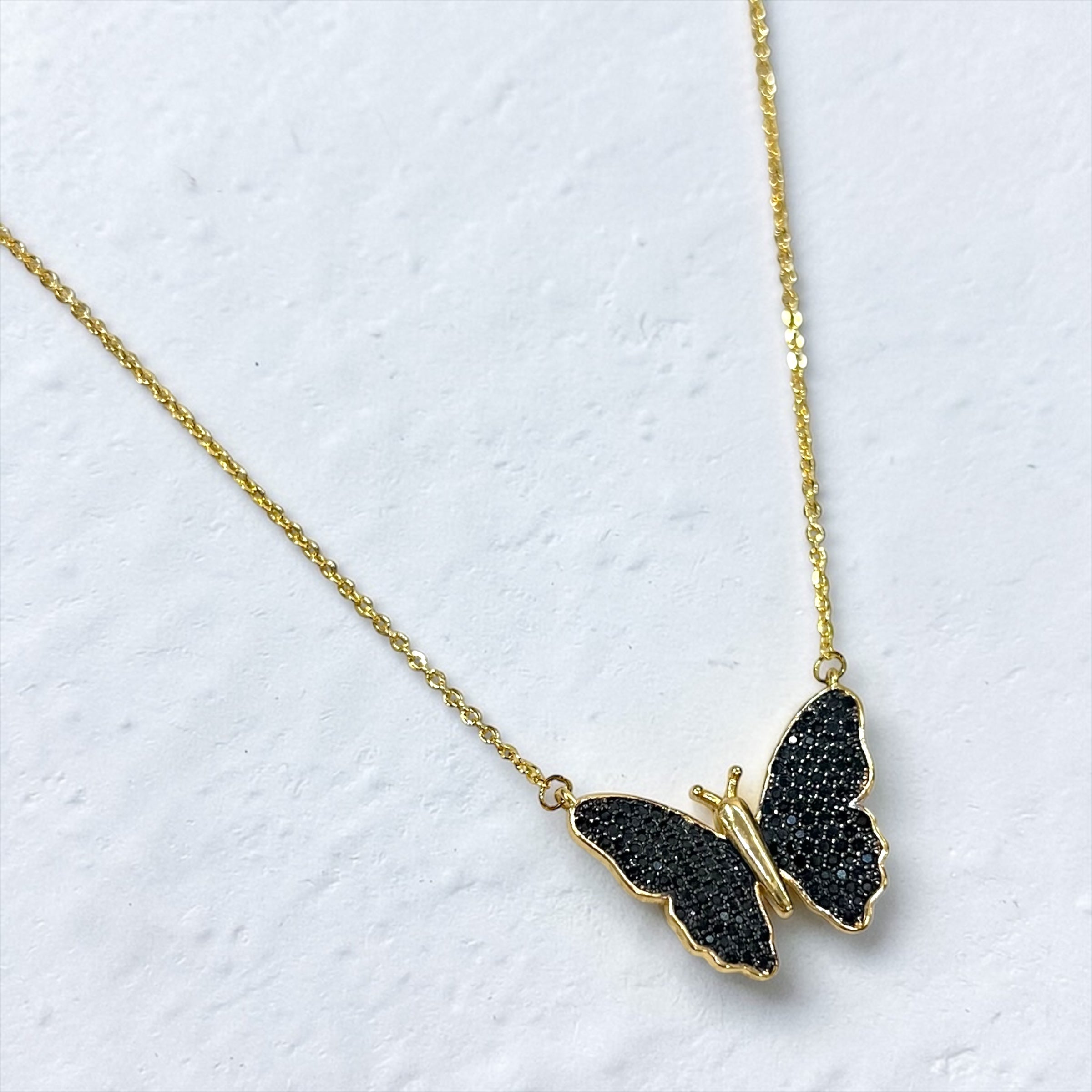 Noire Papillon Necklace – Midnight Butterfly Charm"