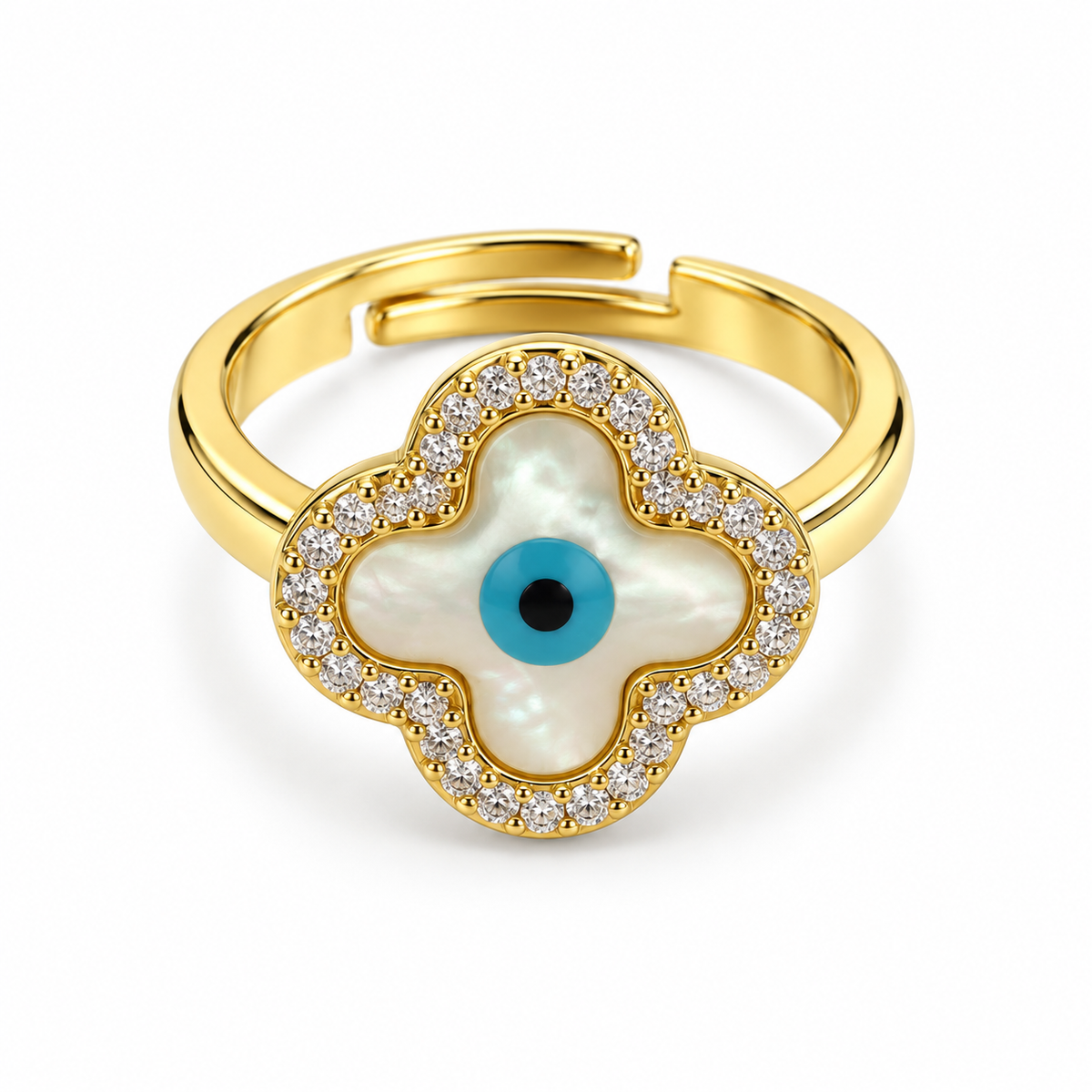 Clover Evil Eye flower Ring – Charm & Protection in One(free size)