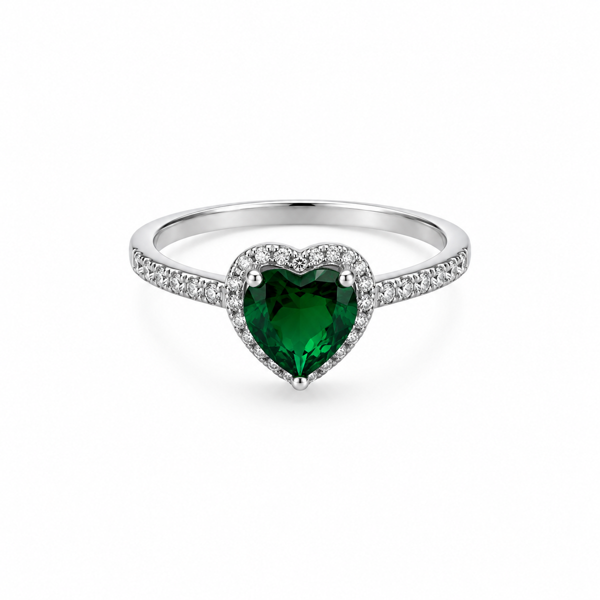 Crystal Heart Solitaire promise Ring