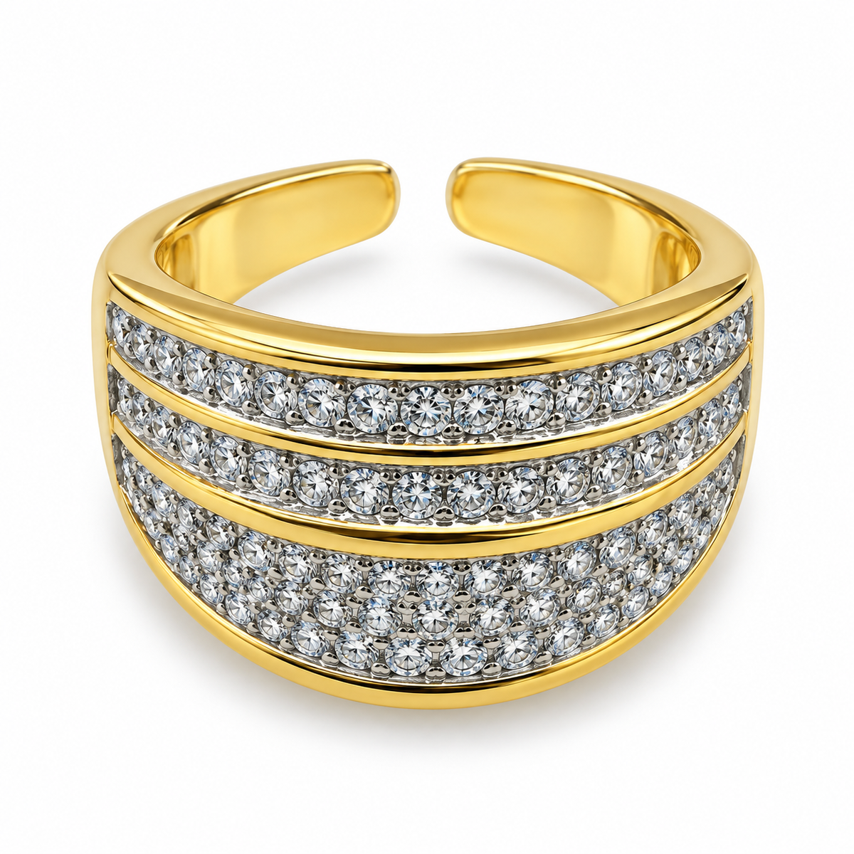 Triple Wave Crystal Ring