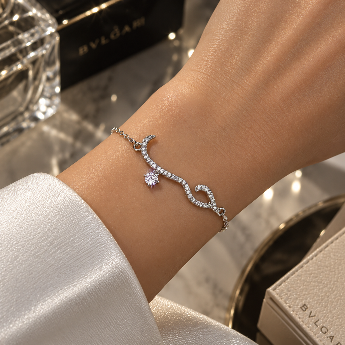 Arabic حب love Wave Drop Bracelet – Minimal Sparkle ✨
