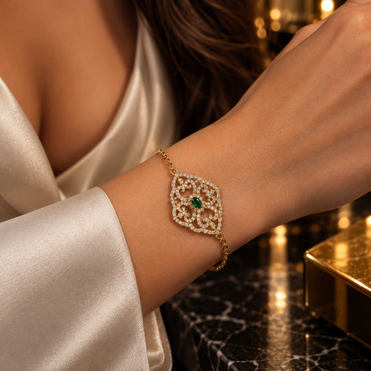 Golden Filigree Bloom Bracelet