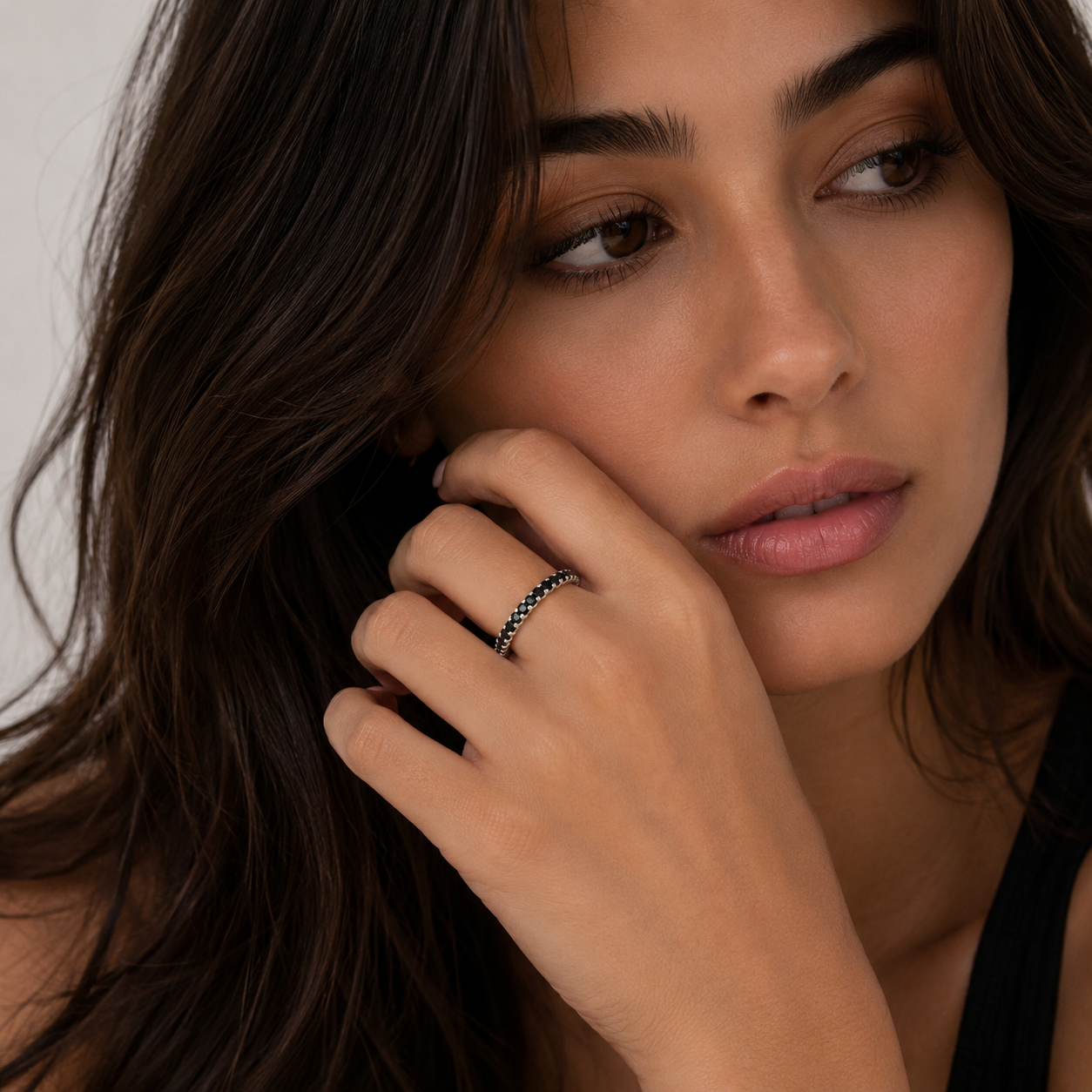 Silver 925 thin Harmony Ring – Black & Silver Duo