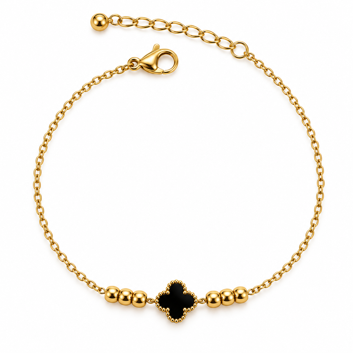 S.steel Black Clover Beaded Bracelet