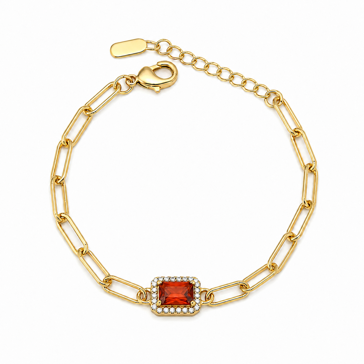 Red Stone Paperclip Bracelet