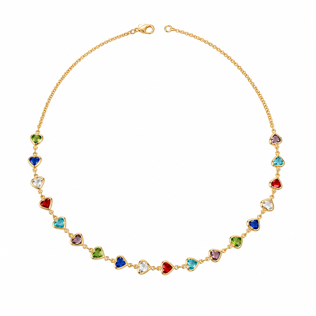 Rainbow Heart Crystal Necklace