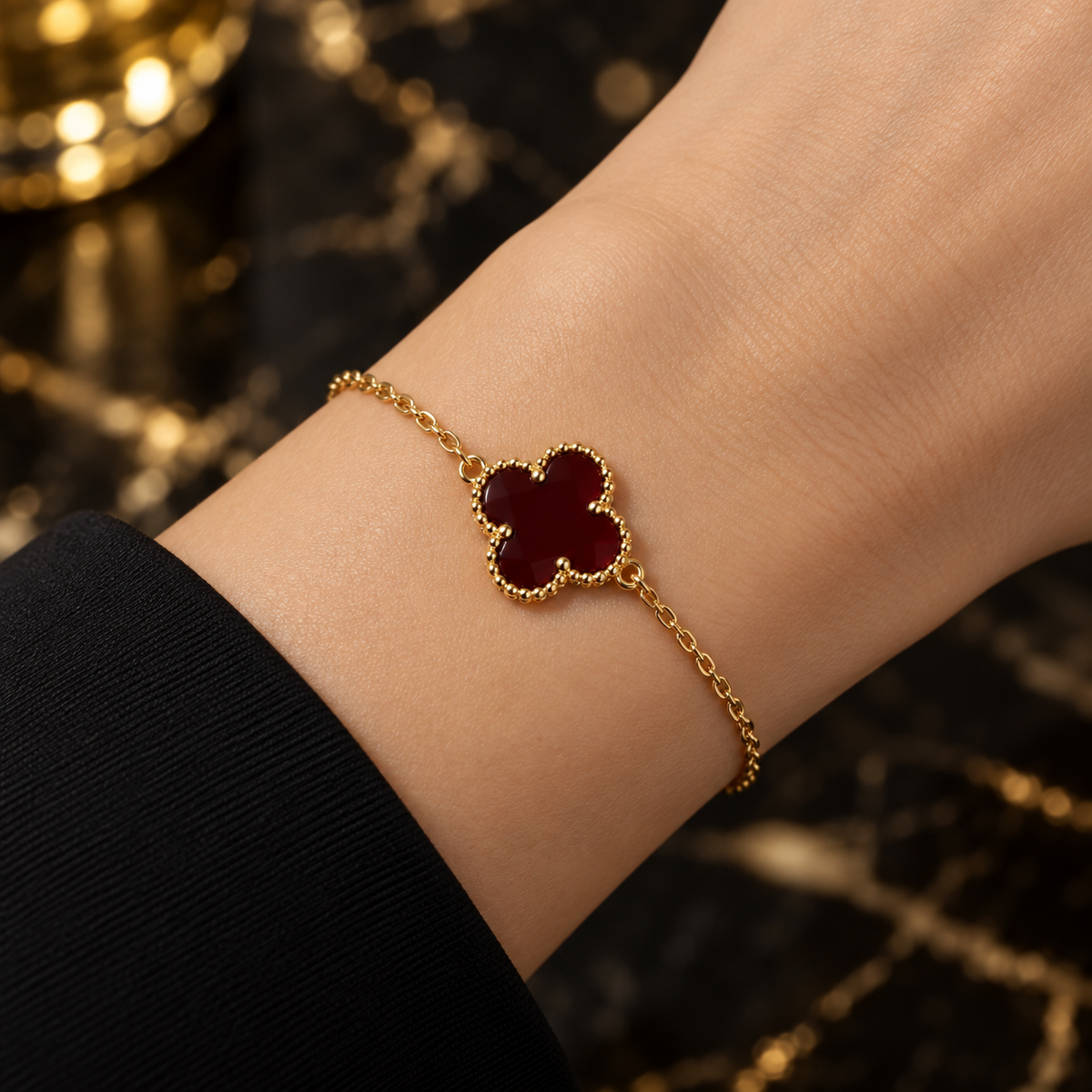 Vip Burgundy Clover Chain Bracelet