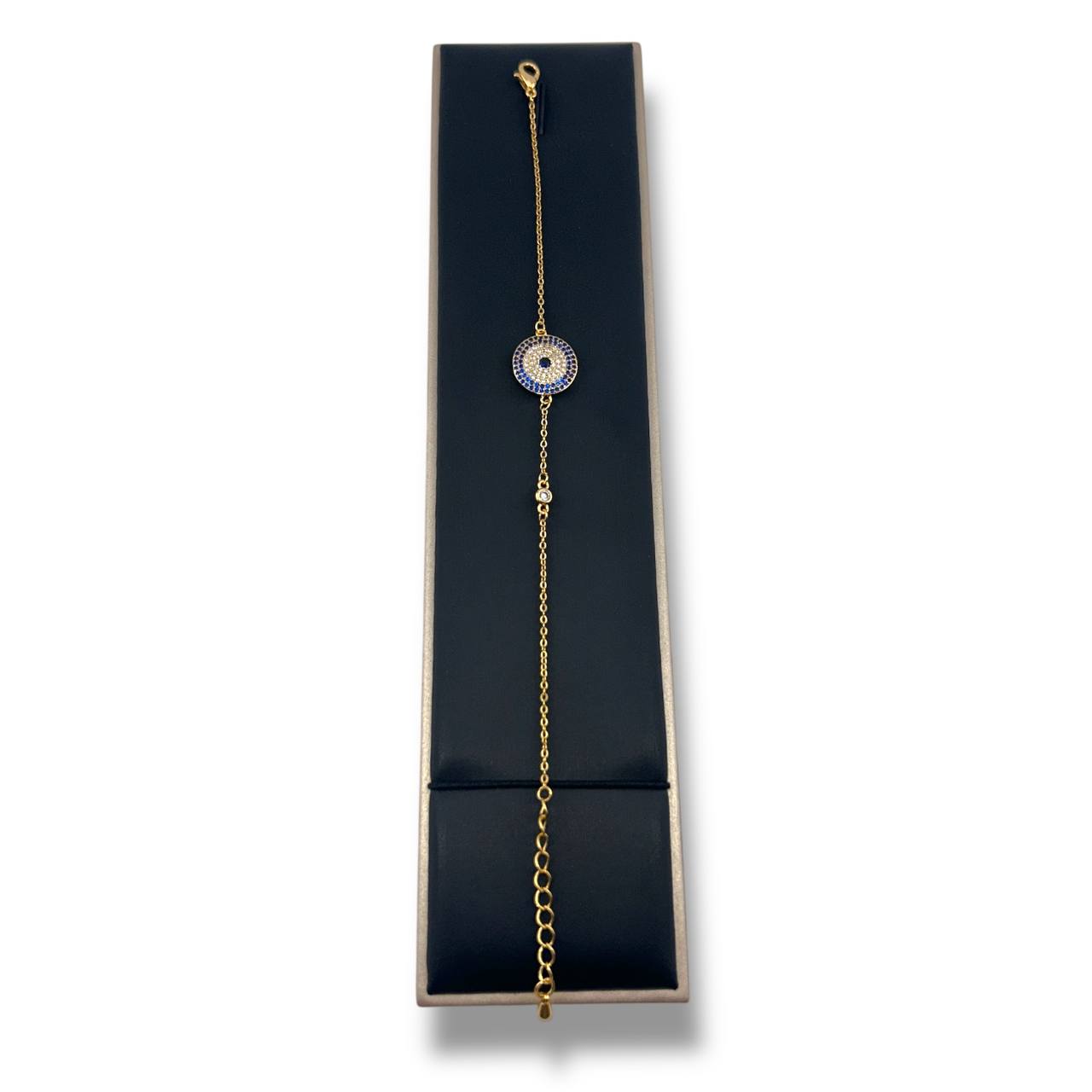 Gold Sparkle Evil Eye Bracelet – Micro Pave Charm