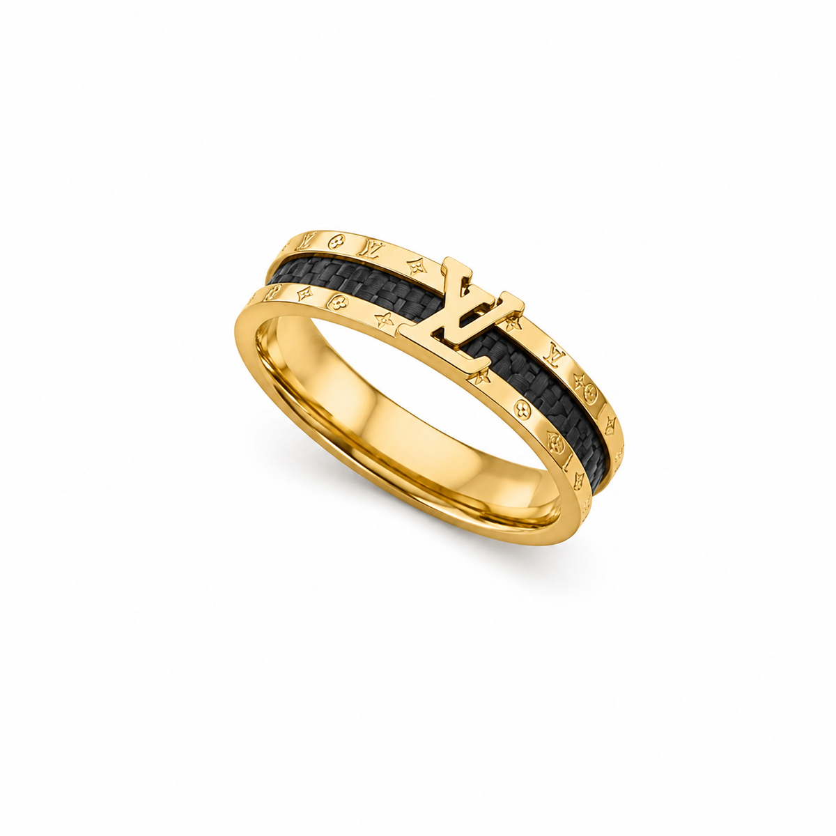 Black Inlay Monogram Ring