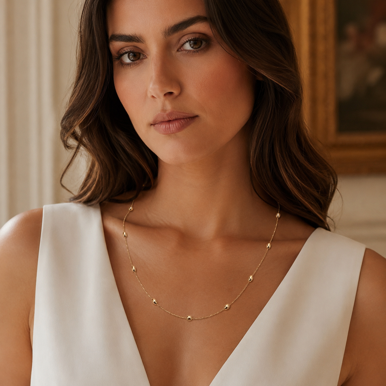 Rice beads Dainty Chain Necklace(60cm)