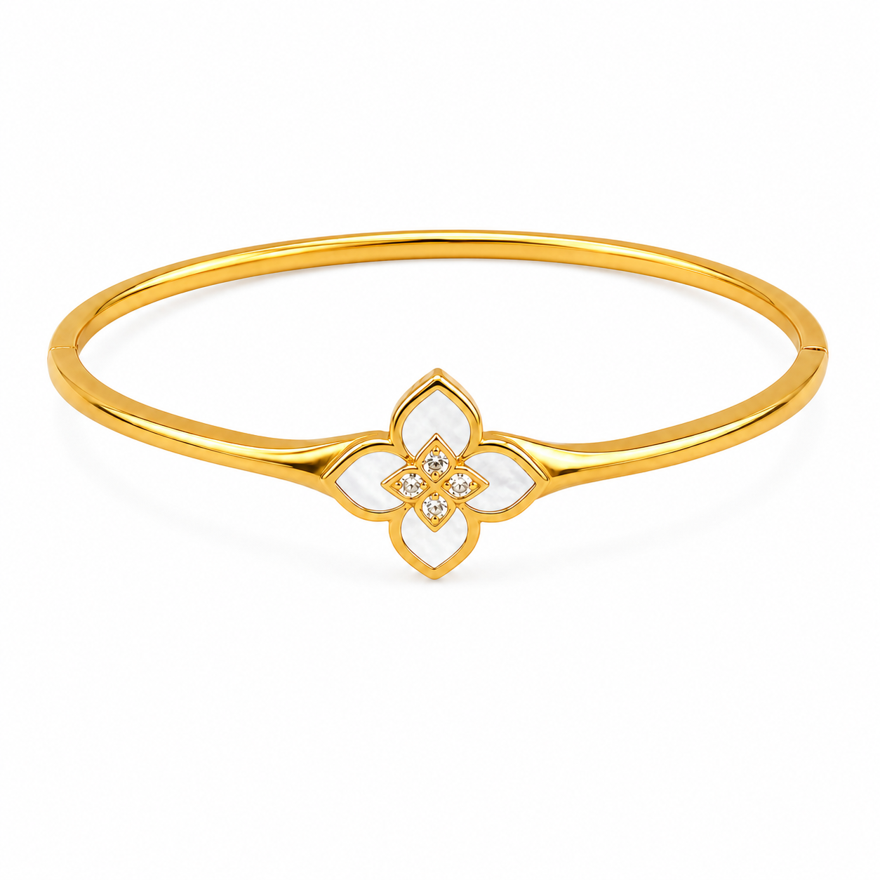 🌸 Floral Elegance Bangle Collection – White | Black | Green | 18K Gold Plated