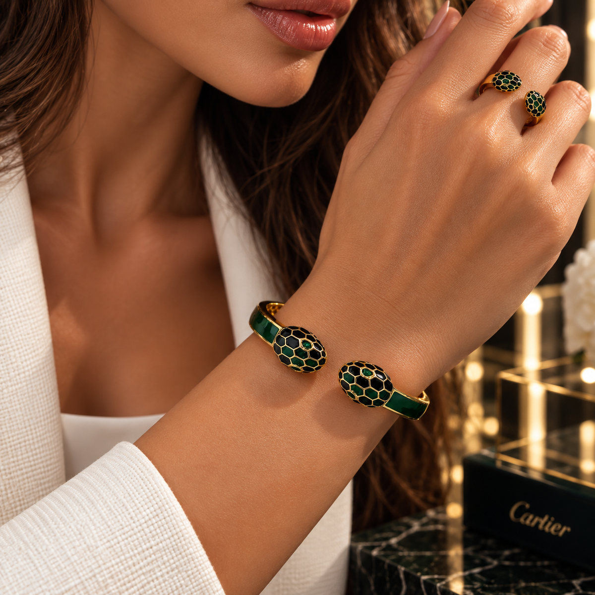 Serpent Elegance Set (Bracelet & Ring)
