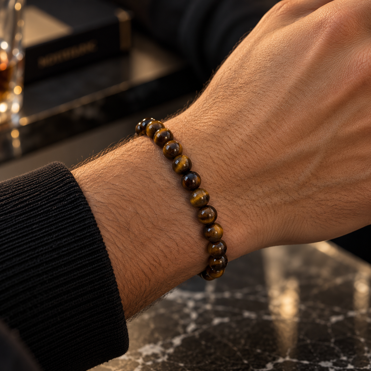 Lapis Bead Bracelet – Gold Magnetic Clasp