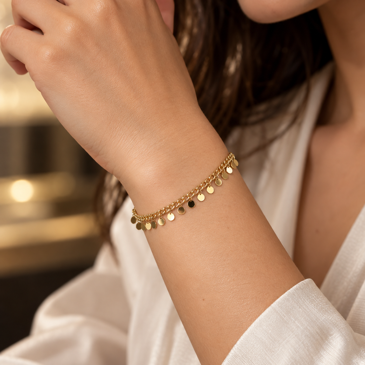Gold Disc Charm Bracelet