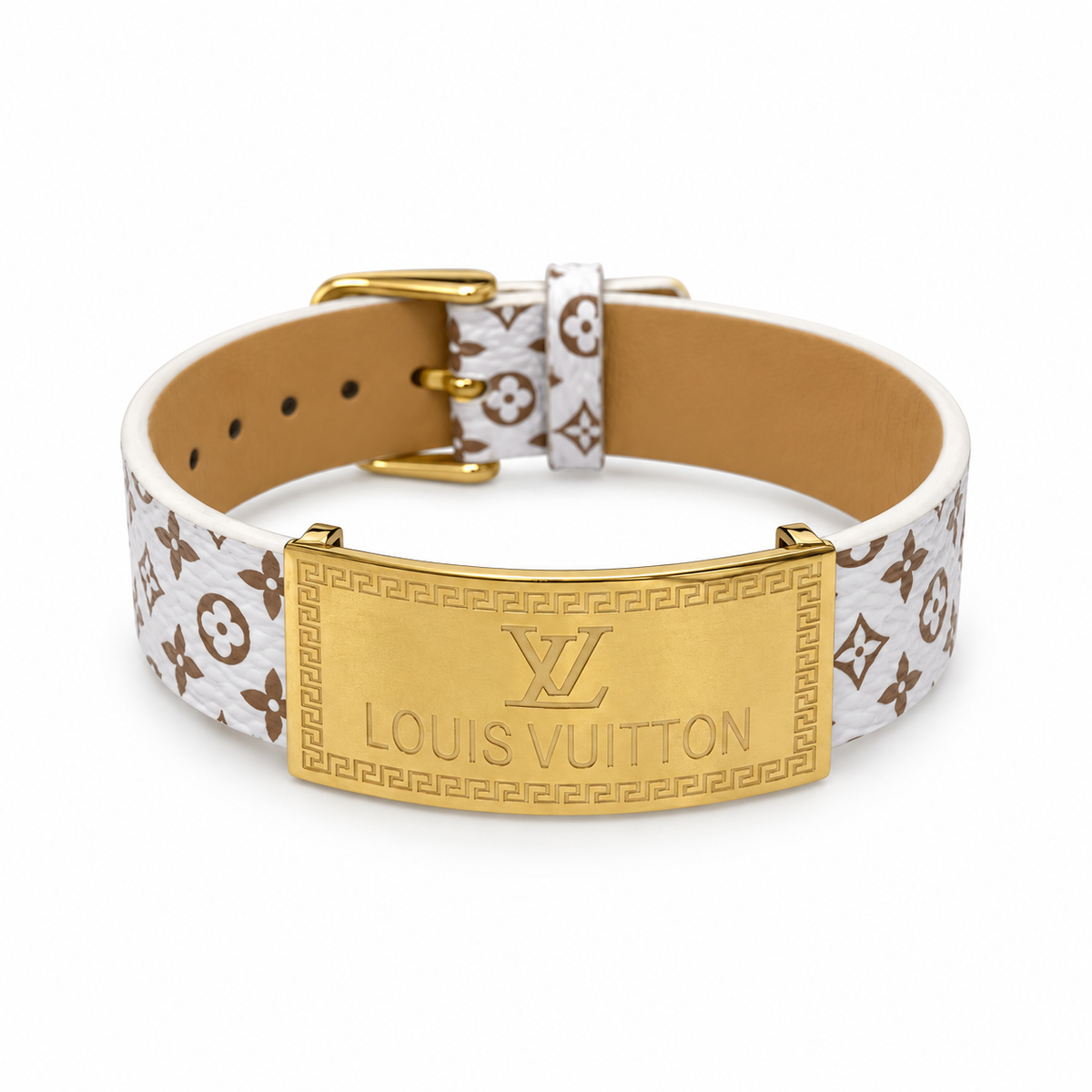 Monogram Leather Bracelet with Silver Plate – Unisex