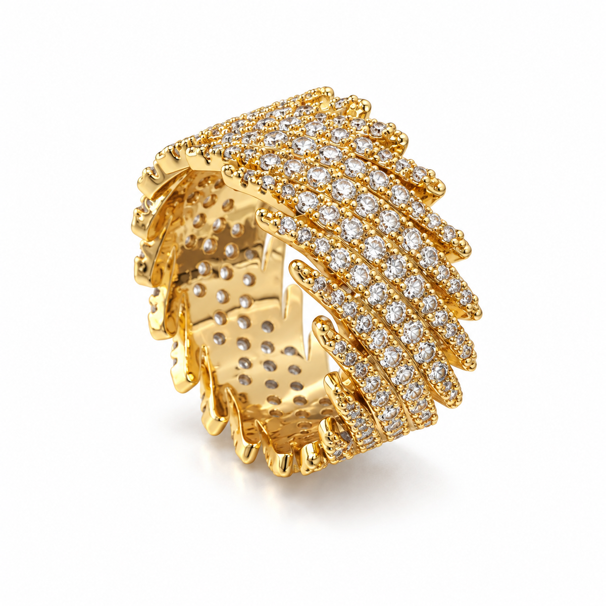 wedding Royal Pavé Statement Ring – Gold & Silver ✨