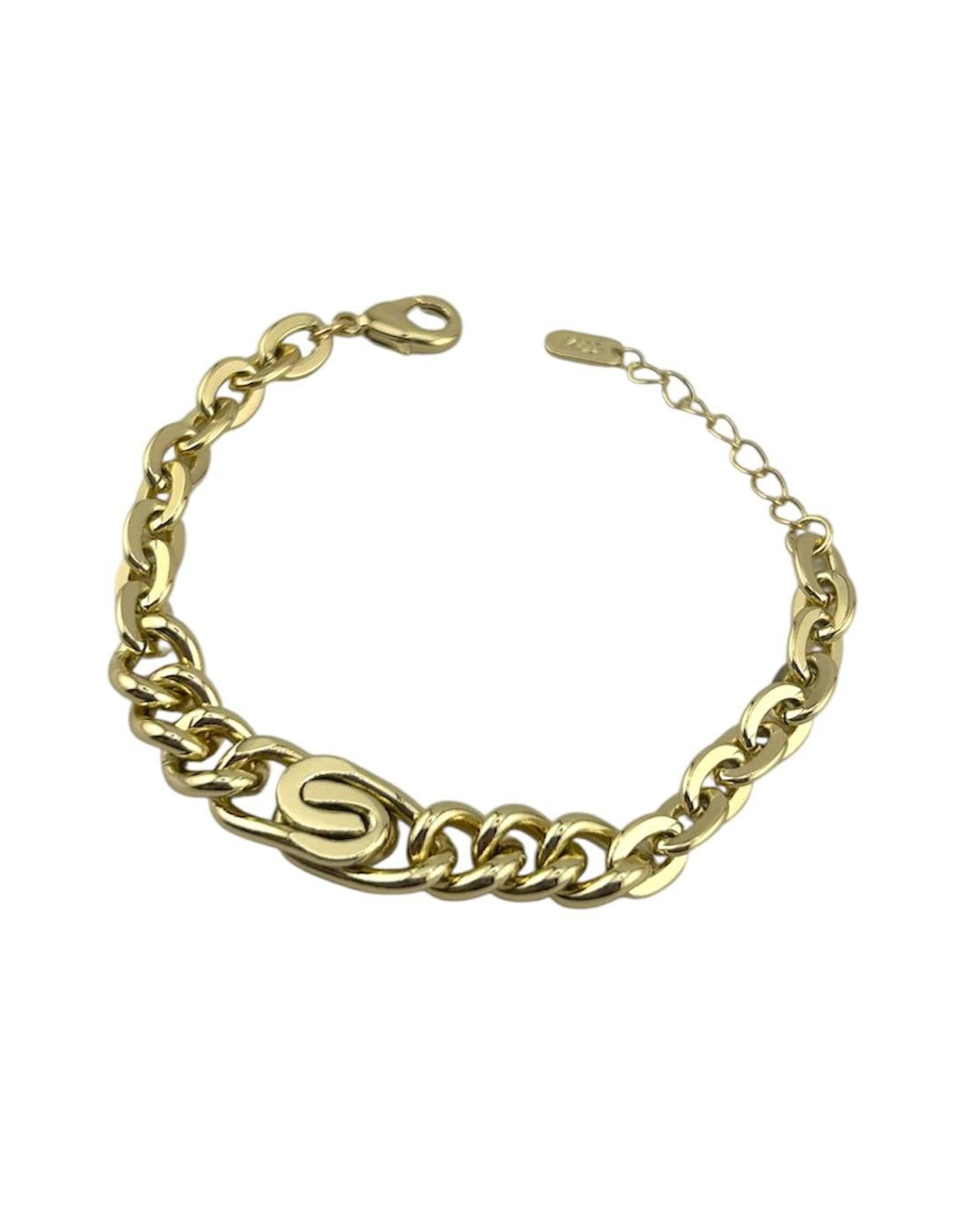Bold Spiral Emblem Bracelet – Modern Chunky Gold Chain