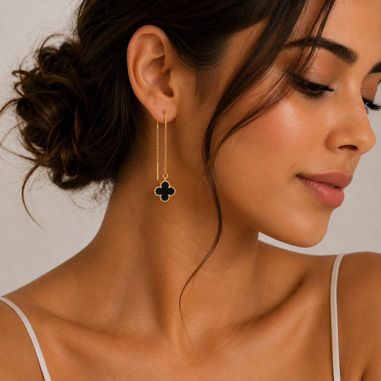 Vancleef Threader Earrings – Black & Green