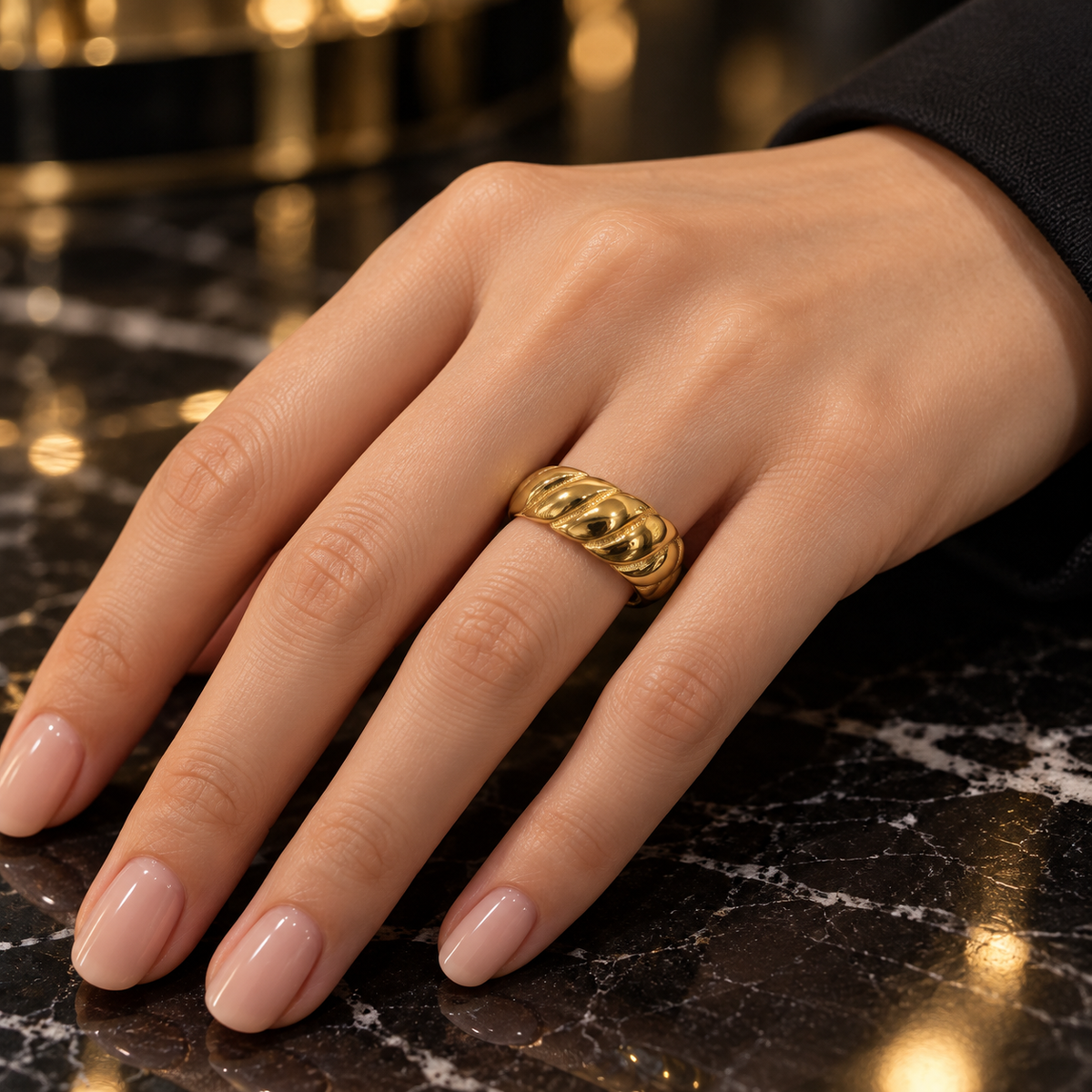 Bold Twist Silver color Ring – Sleek & Sculptural