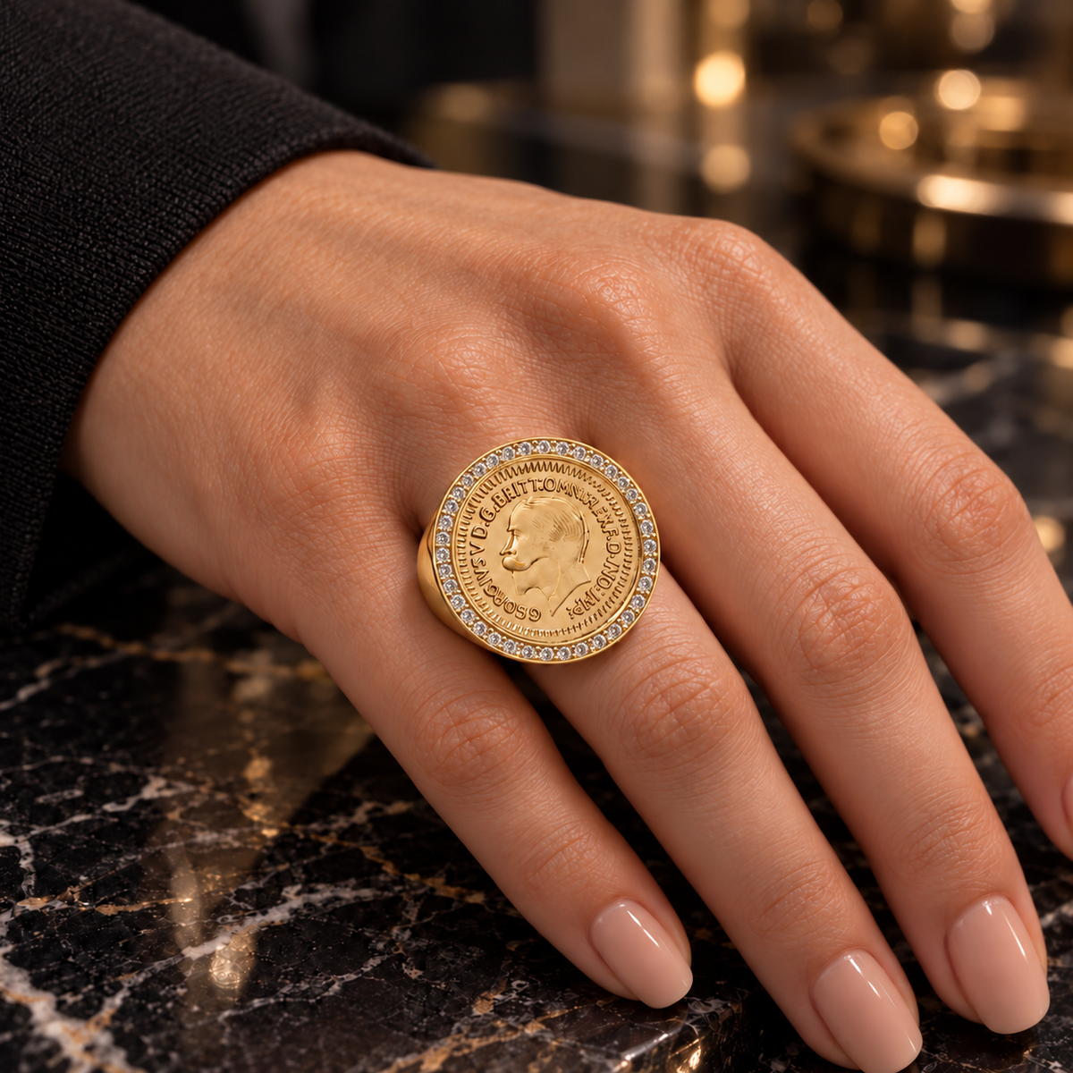 Royal Coin Statement Ring – Gold
