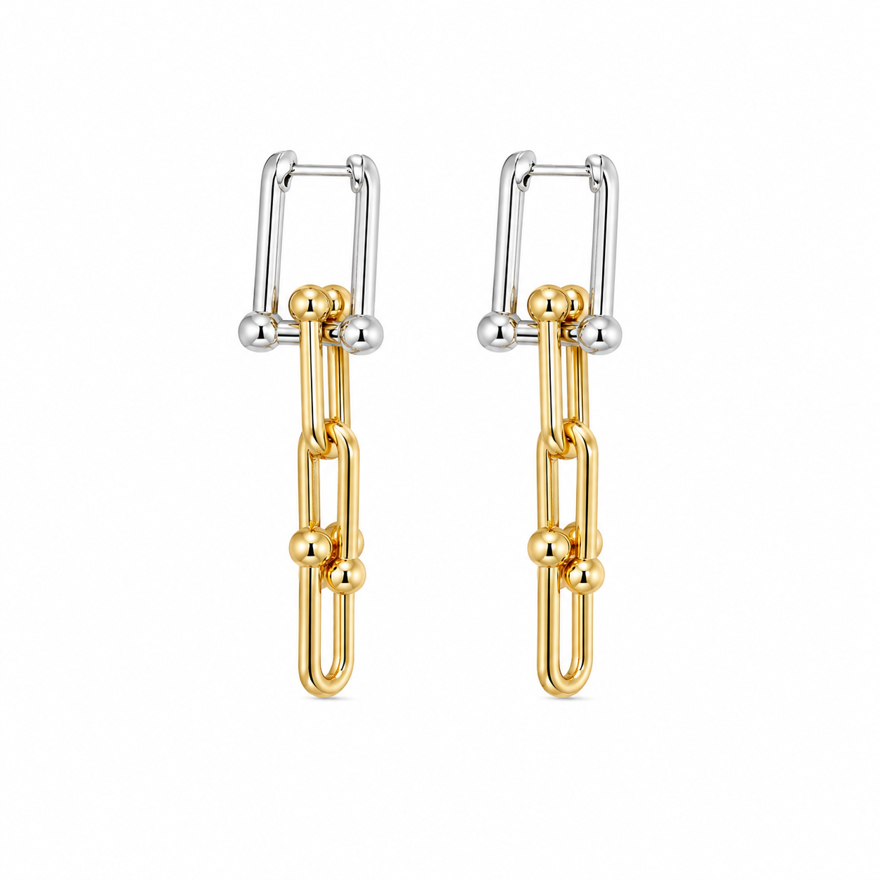 Two tone tiffany long Drop Earrings
