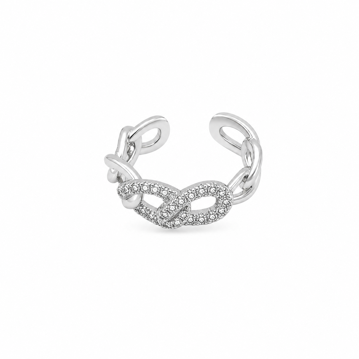 Silver Chain-Link Crystal earcuff πβ¨