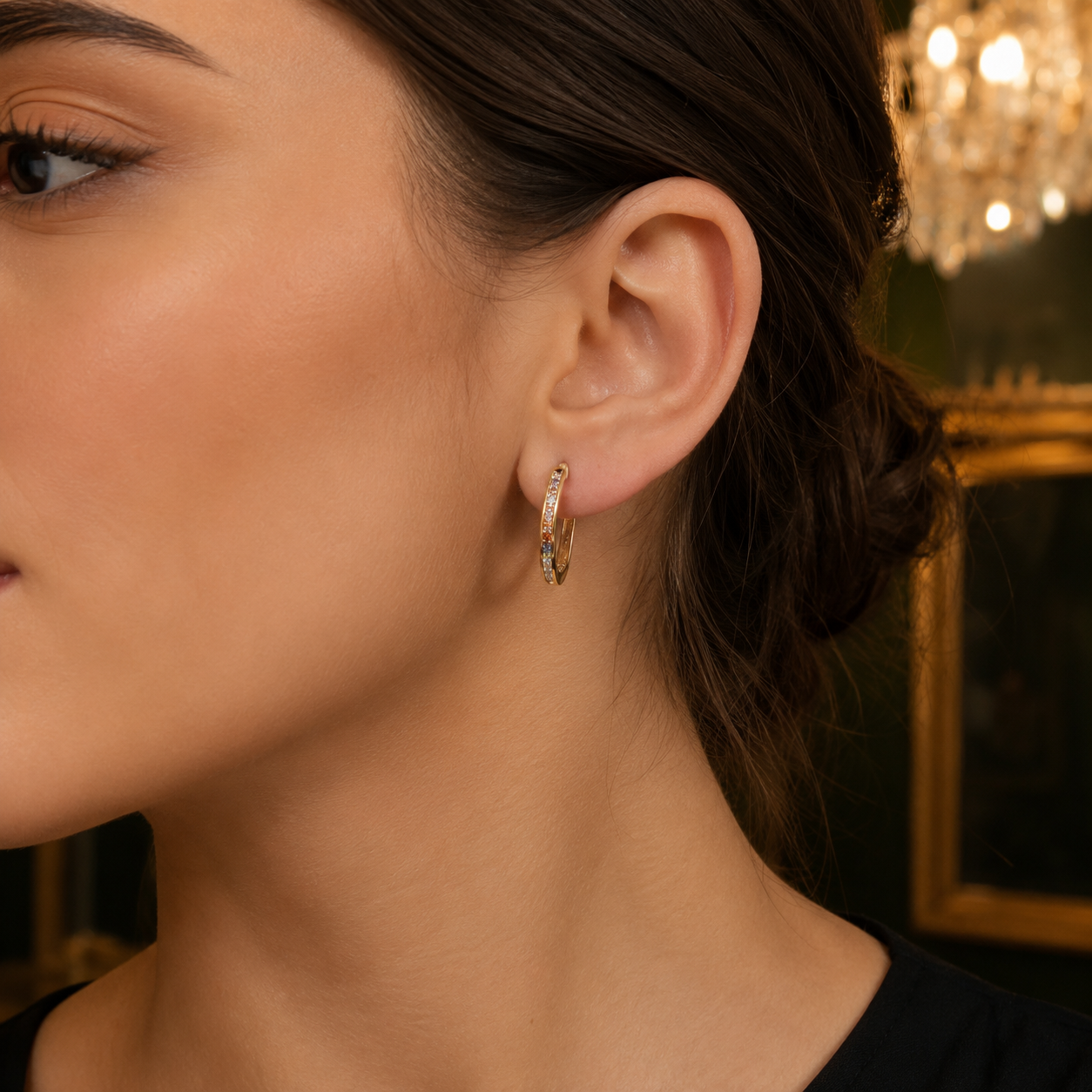 Multicolor Crystal Hoop Earrings