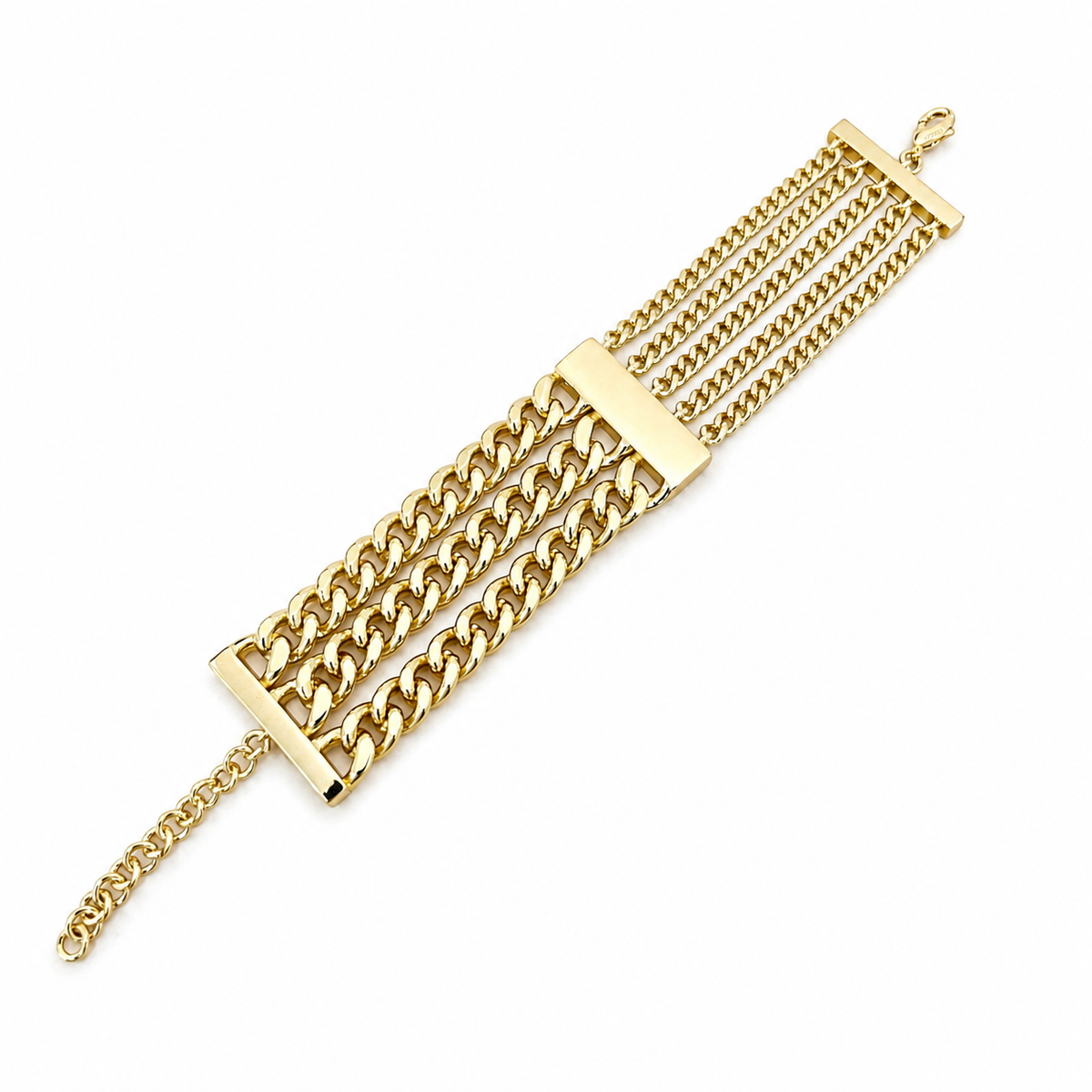 Multi chain Layered Curb Bracelet – 18K Gold-Plated