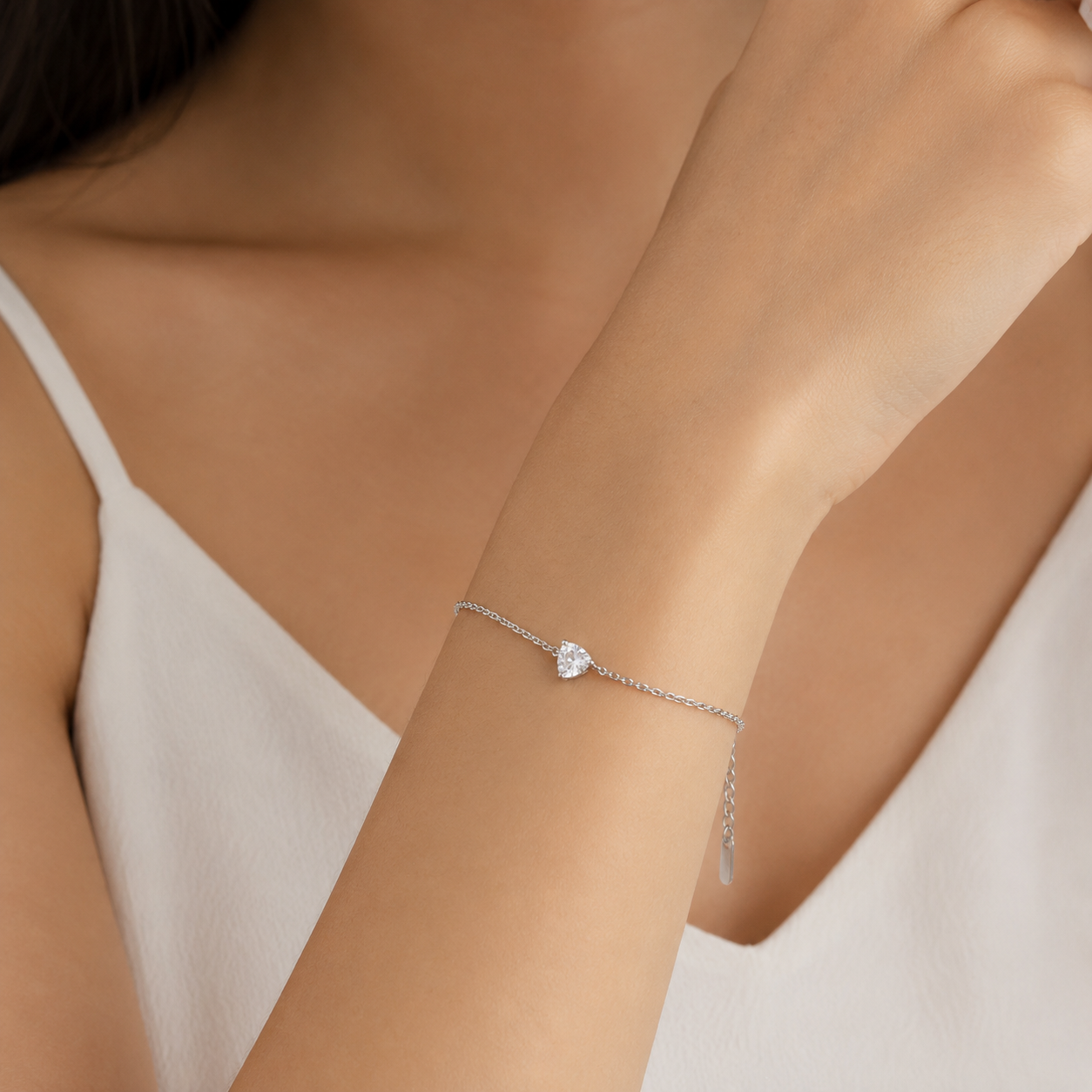 silver 925 Mini heart Crystal Bracelet