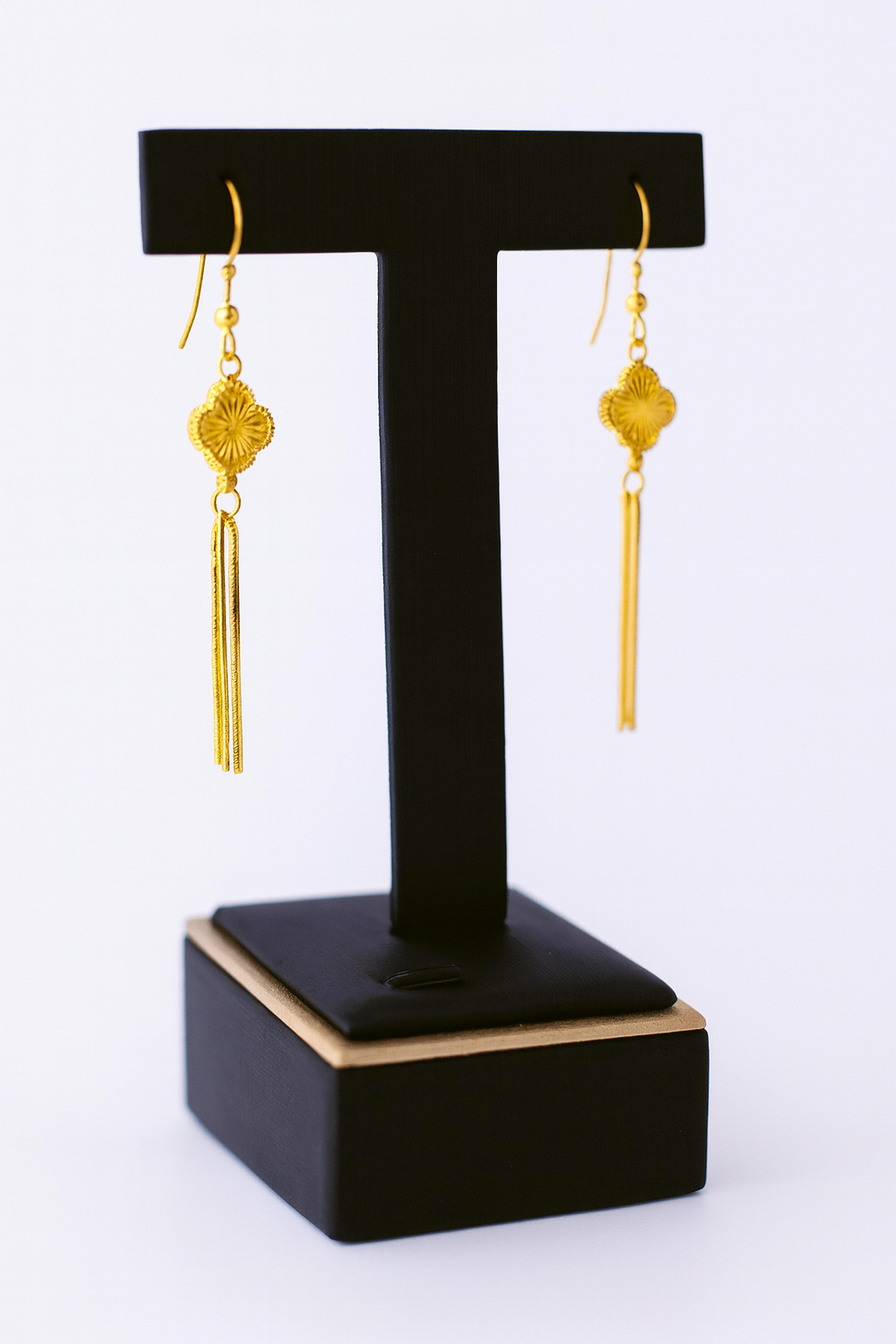 Golden Clover Tassel Earrings