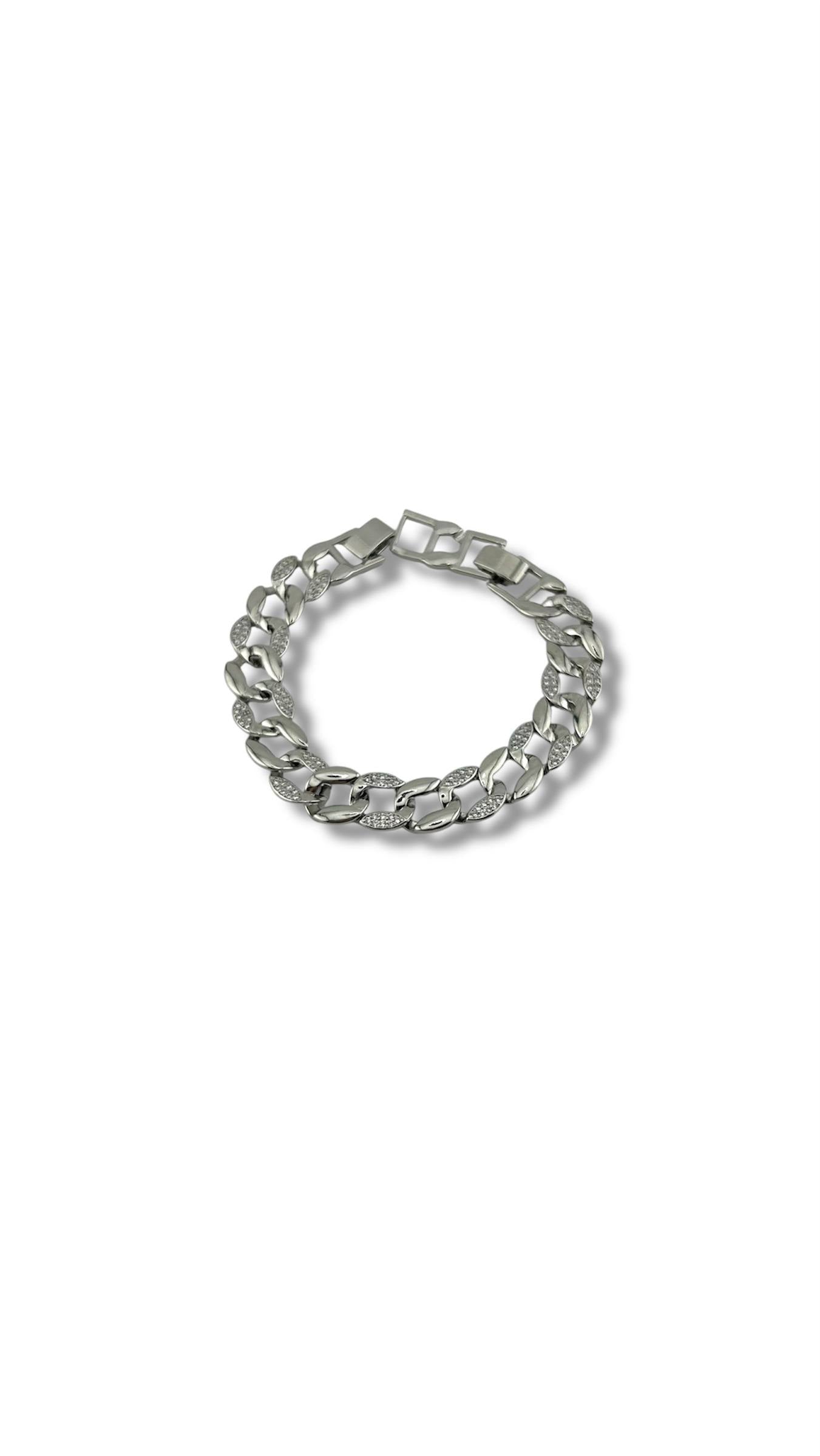 Bold Luxe Bracelet – Silver Cuban Ice"
