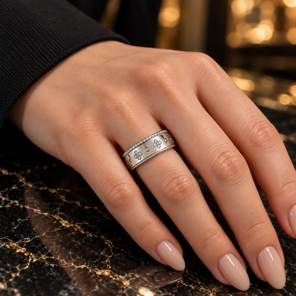 Vintage Bloom Band – Silver and gold