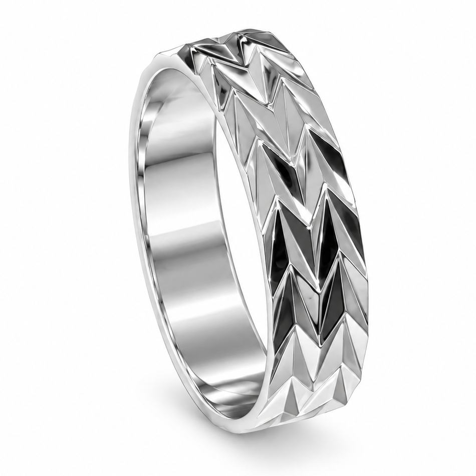 Wedding ring Diamond Texture Band Ring – Gold & Silver