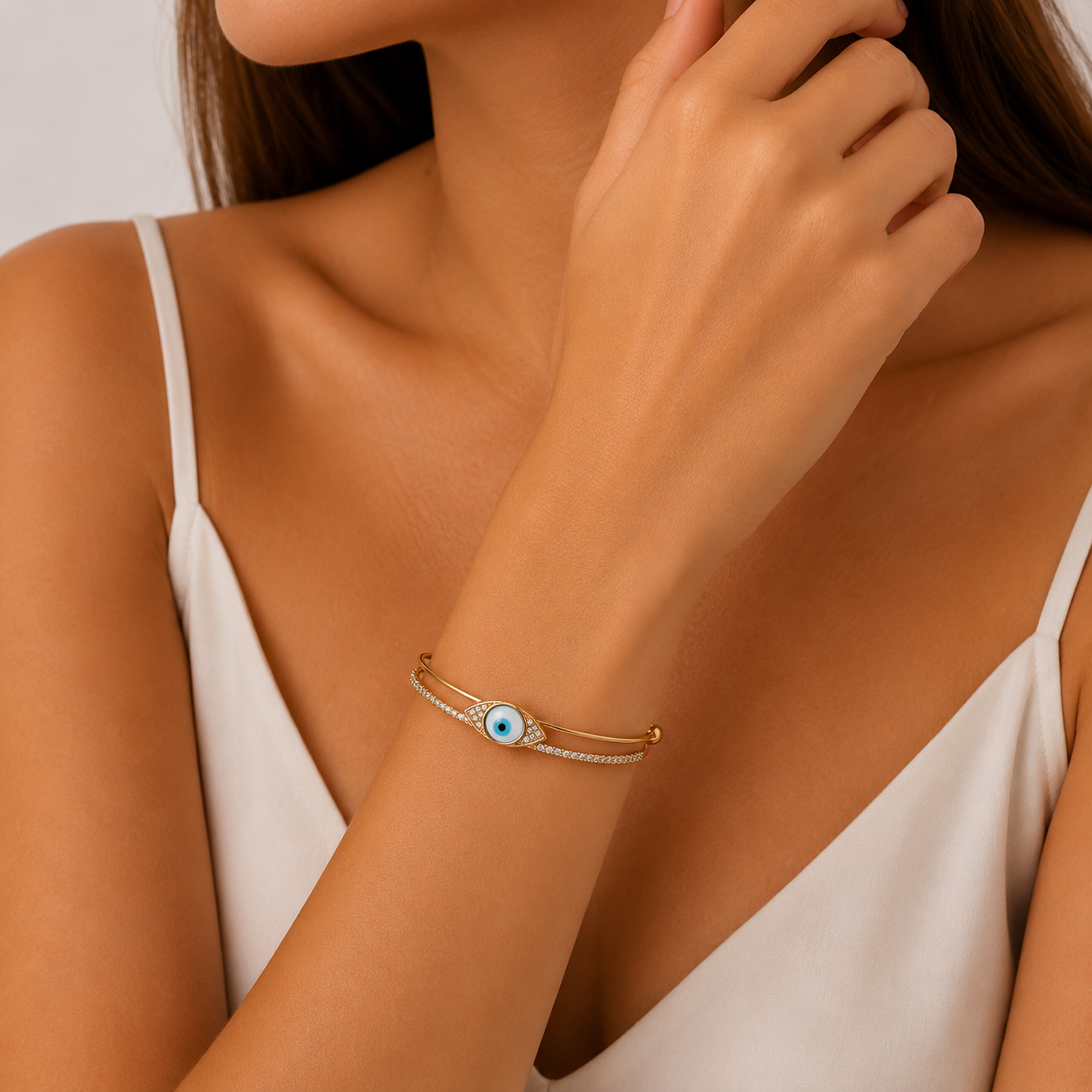 Evil Eye Double-Band Bangle