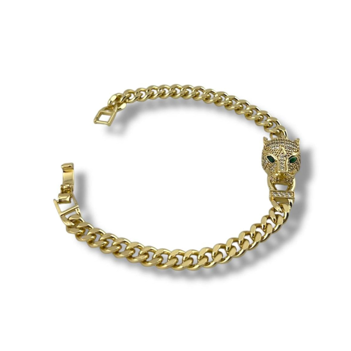 Panther Head Chain Bracelet – Gold Finish