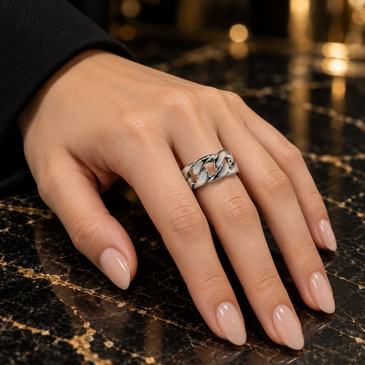 Cuban Link chain ring(silver color)