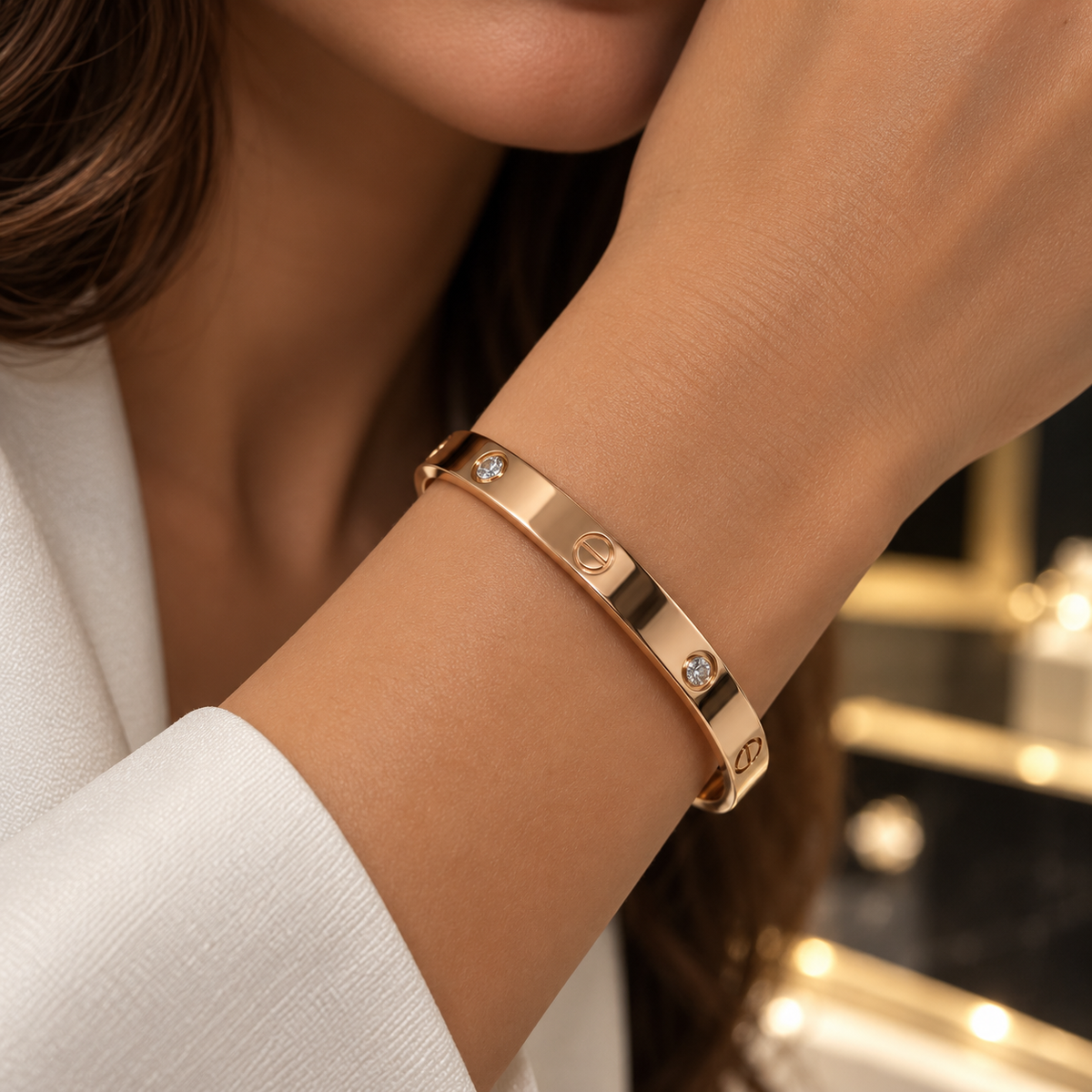 Love with stone rosegold bangle – Rose Gold Luxe(size 17)