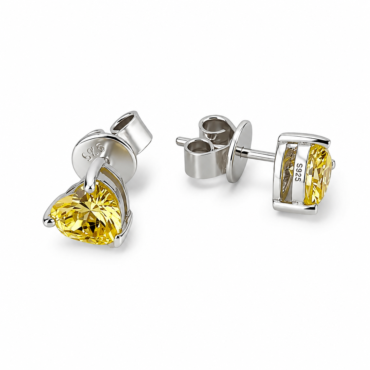 Silver 925 Sunshine yellow Radiance Earrings ā Yellow Crystal Glow