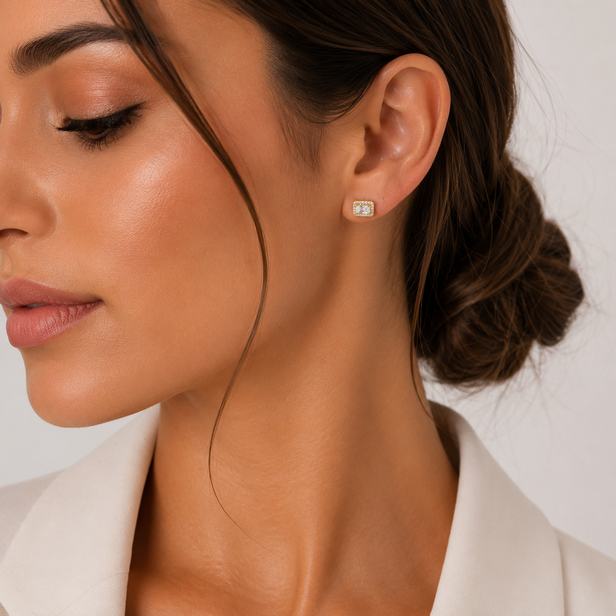 stone frame “Crystal Radiance” Stud Earrings ✨