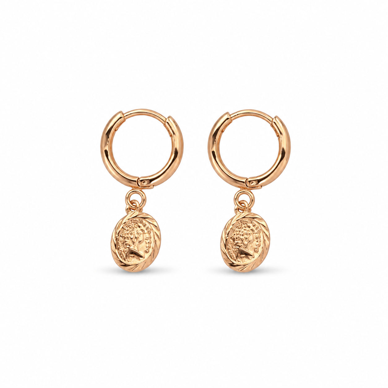 RoseGold Coin Hoop Earrings